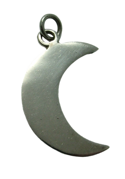 Large Vintage 1990's Heavy Solid Silver Crescent Moon Charm or Pendant Silver Charm - Sandy's Vintage Charms
