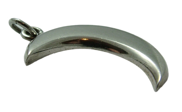 Large Vintage 1990's Heavy Solid Silver Crescent Moon Charm or Pendant Silver Charm - Sandy's Vintage Charms