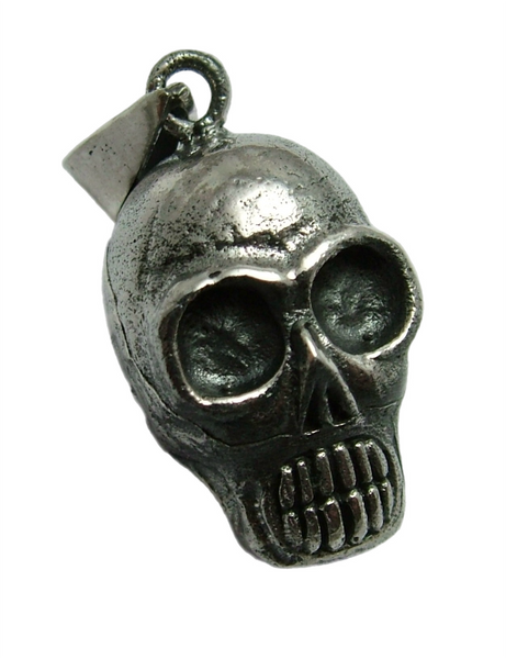 Modern Secondhand Heavy Solid Silver Skull Charm Silver Charm - Sandy's Vintage Charms