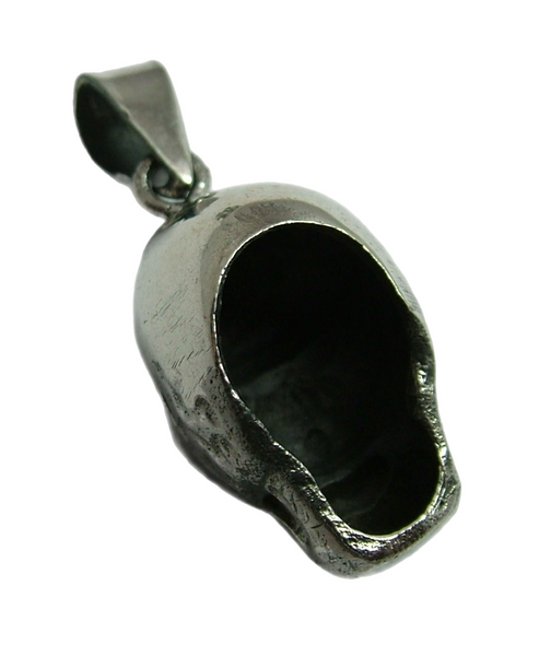 Modern Secondhand Heavy Solid Silver Skull Charm Silver Charm - Sandy's Vintage Charms