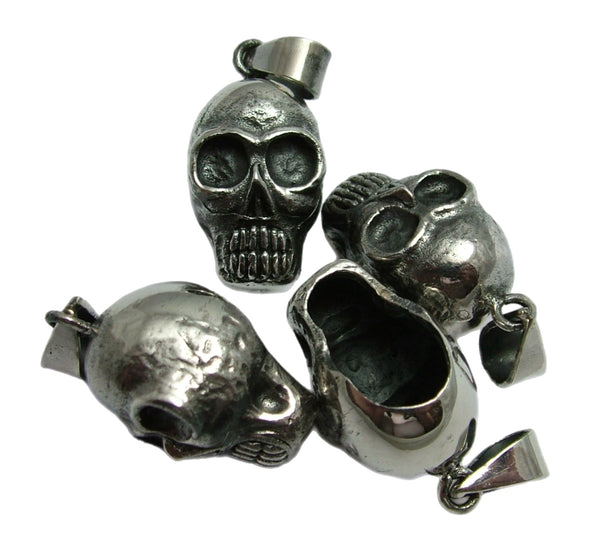 Modern Secondhand Heavy Solid Silver Skull Charm Silver Charm - Sandy's Vintage Charms