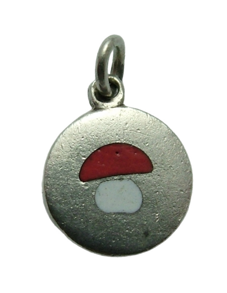 Small Vintage 1950's Silver & Enamel Lucky Toadstool Charm
