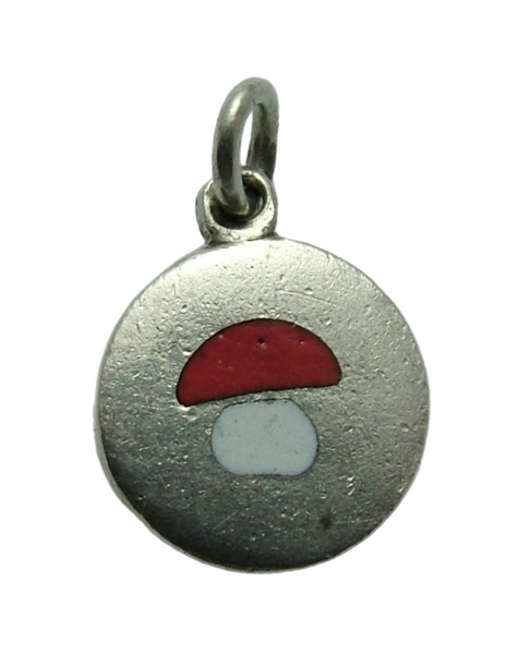 Small Vintage 1950's Silver & Enamel Lucky Toadstool Charm