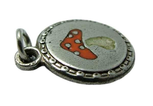 Small Vintage 1930's Silver & Enamel Lucky Toadstool Charm