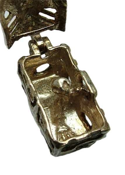 Vintage 1970's Silver Opening Haunted House Charm Ghoul Inside