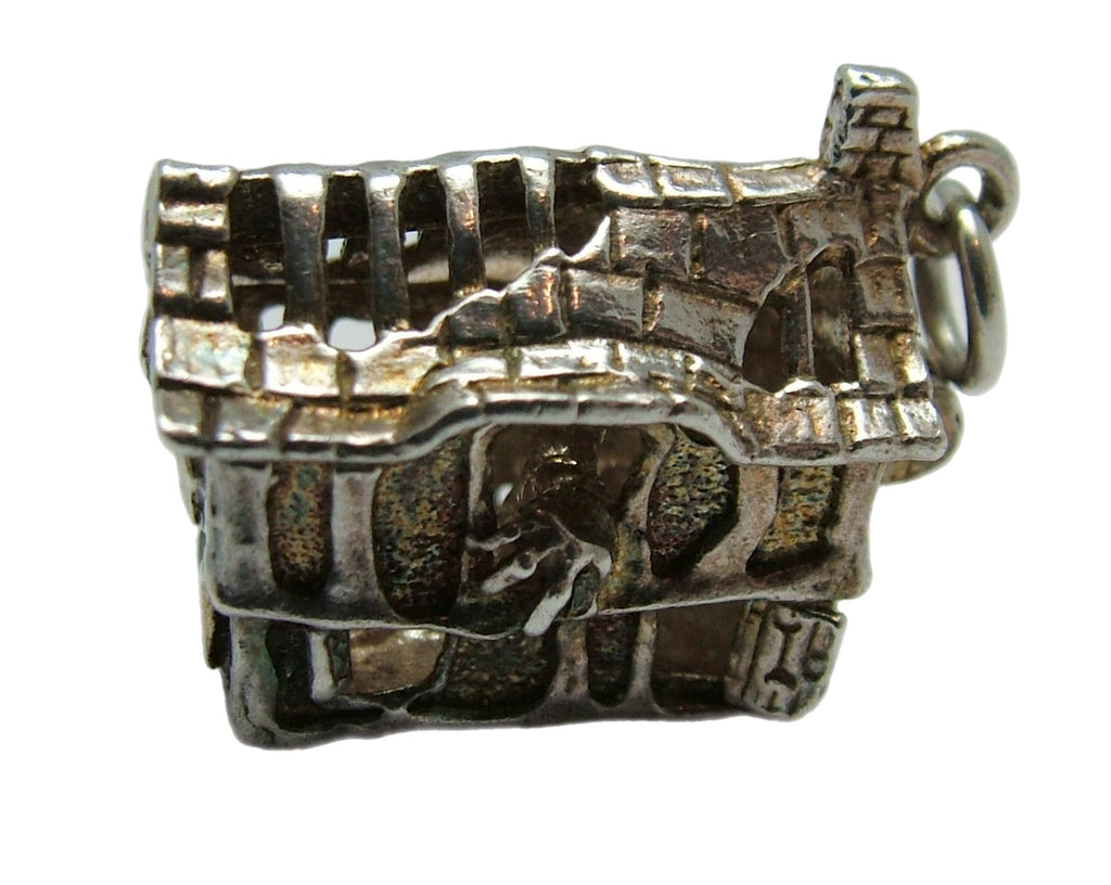 Vintage 1970's Silver Opening Haunted House Charm Ghoul Inside
