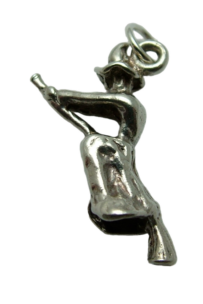 Vintage 1970's Solid Silver Witch on a Broomstick Charm Silver Charm - Sandy's Vintage Charms