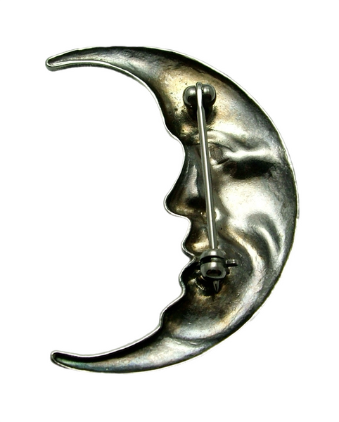 Large Vintage 1980's/90’s Costume Crescent Moon Face Brooch Other Jewellery - Sandy's Vintage Charms