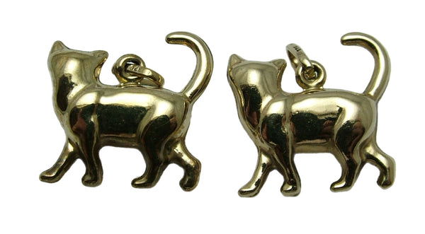 Vintage 1980's 9ct Gold Hollow Cat Charm