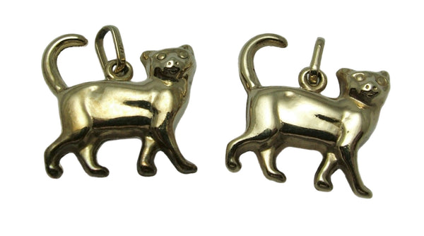 Vintage 1980's 9ct Gold Hollow Cat Charm