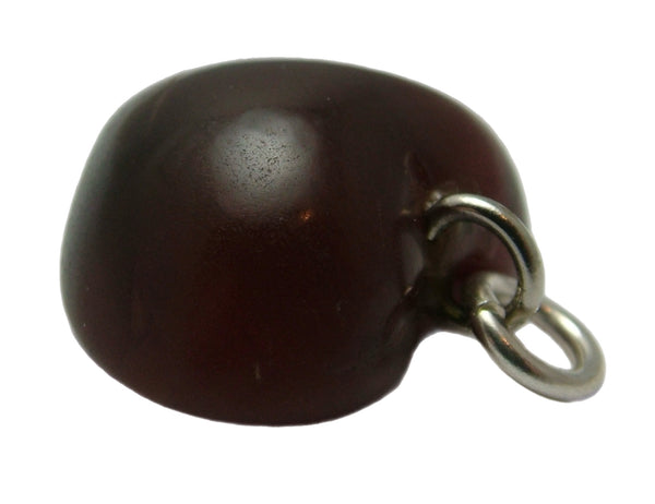 Vintage 1980's Brown Agate Witches Heart Charm with Metal Bale Silver Charm - Sandy's Vintage Charms
