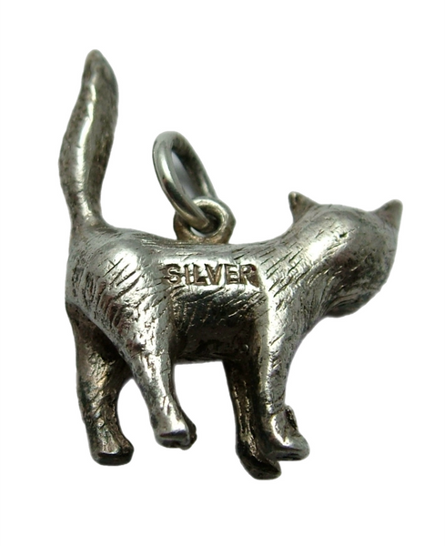 Vintage 1970's Solid Silver Standing Cat Charm