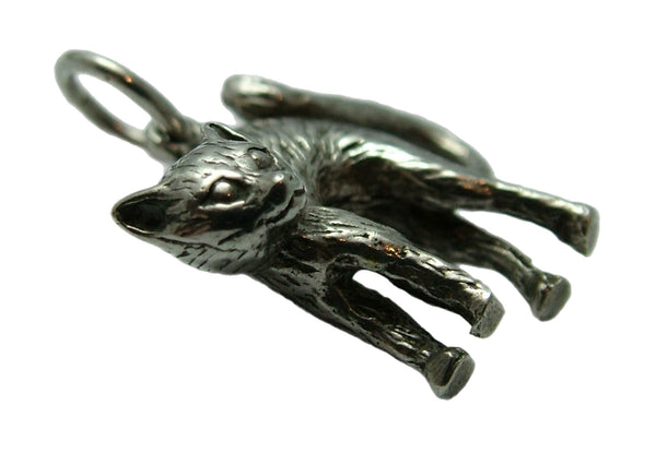 Vintage 1990's Solid Silver Scaredy Cat Charm Silver Charm - Sandy's Vintage Charms