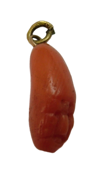 Vintage 1920's 9ct Rose Gold & Coral Lucky Pixie or Gnome Charm