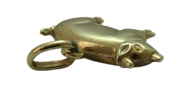 Vintage 1980's Italian Hollow 9ct Gold Pig Charm