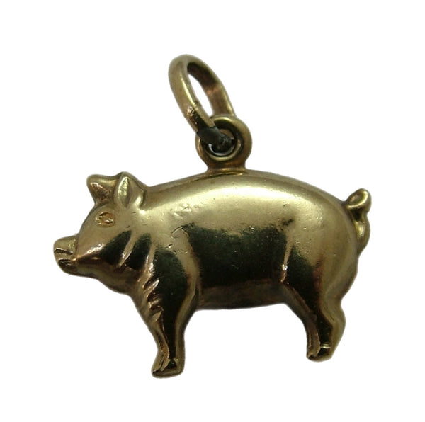 Vintage 1980's Italian Hollow 9ct Gold Pig Charm
