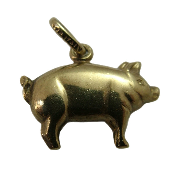 Vintage 1980's Italian Hollow 9ct Gold Pig Charm