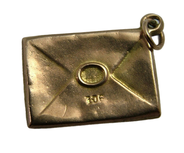 Antique Edwardian 9ct Gold Hollow "GOOD LUCK" Envelope Charm