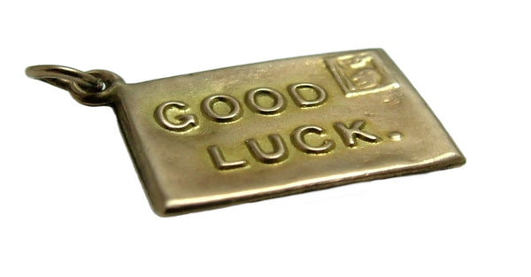 Antique Edwardian 9ct Gold Hollow "GOOD LUCK" Envelope Charm