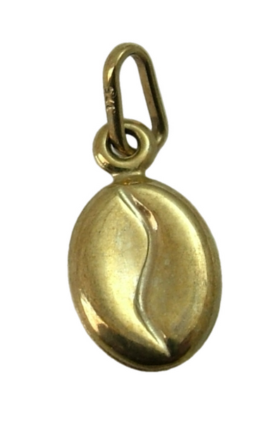 Small Vintage 1980's Hollow 9ct Gold Coffee Bean Charm