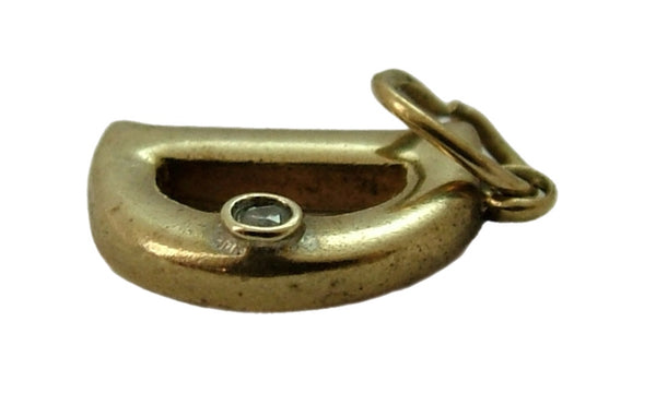Small Vintage 1990's Solid 9ct Gold Initial Letter "D" Charm Set with a Diamond