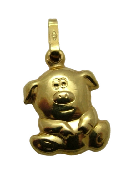 Vintage 1980's Hollow 9ct Gold Pig Charm