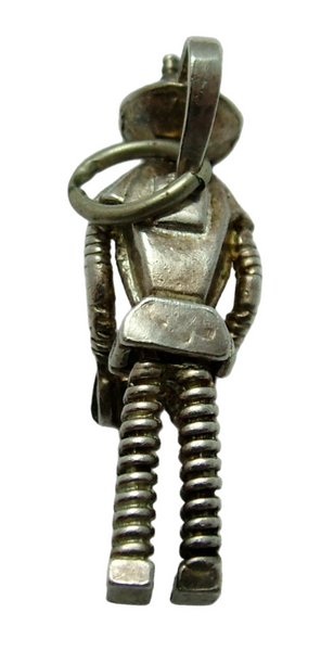 Vintage 1970's Silver Articulated Smash Martian Robot Pendant Silver Charm - Sandy's Vintage Charms
