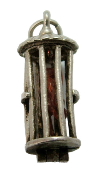 Vintage 1960's Silver Opening Nuvo Cage Charm Enamel Painted Monkey Inside Silver Charm - Sandy's Vintage Charms