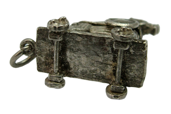Vintage 1970's Silver Opening Trojan Horse Charm Enamel Painted Soldiers Inside Silver Charm - Sandy's Vintage Charms