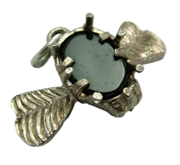 Vintage 1980's Silver & Black Glass Bee Charm