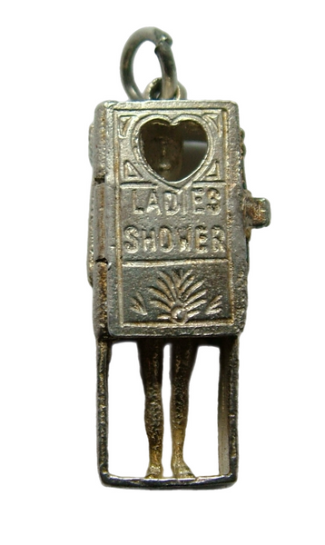 Vintage 1970's Silver Opening Ladies Shower Cubicle Charm Surprise Inside