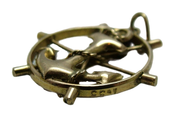 Vintage 1920's Hollow 9ct Gold Anchor & Ship’s Wheel Charm Gold Charm - Sandy's Vintage Charms