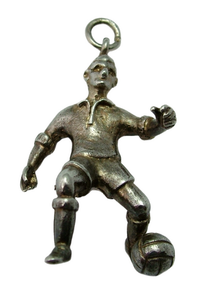 Large Heavy Vintage 1970's Silver Footballer Charm HM 1974