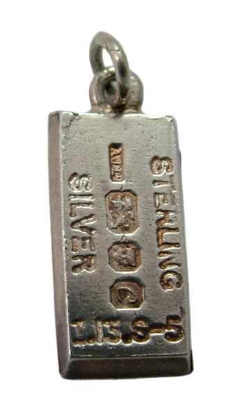 Vintage 1970's Solid Silver CHIM Miniature Bar or Ingot Charm HM 1977 Silver Charm - Sandy's Vintage Charms