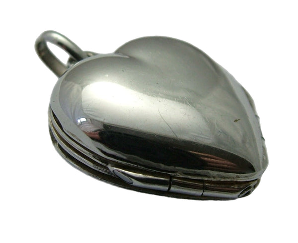 Vintage 1990's Silver Heart Locket Pendant Folds out to Clover Four Photos HM 1996 Silver Charm - Sandy's Vintage Charms
