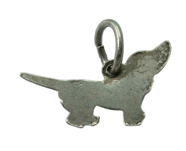 Small Vintage 1950's Silver & Brown Enamel Dachshund Dog Charm