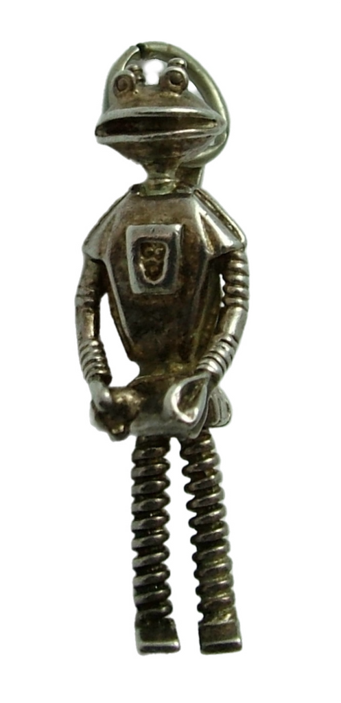Vintage 1970's Silver Articulated Smash Martian Robot Pendant Silver Charm - Sandy's Vintage Charms