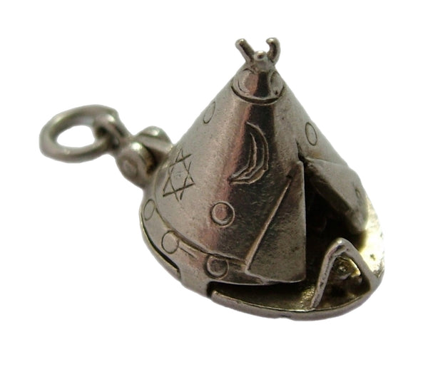 Vintage 1960's Silver Opening Nuvo Teepee Charm Native American Indian Inside Silver Charm - Sandy's Vintage Charms