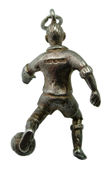 Large Heavy Vintage 1970's Silver Footballer Charm HM 1974