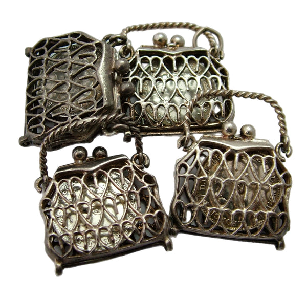 Vintage 1970's Silver Opening Purse Charm Antique Coin Inside Silver Charm - Sandy's Vintage Charms