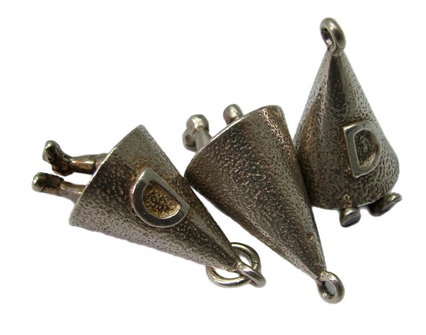 Vintage 1960's Silver Dunce Cap Charm with Moving Legs Silver Charm - Sandy's Vintage Charms