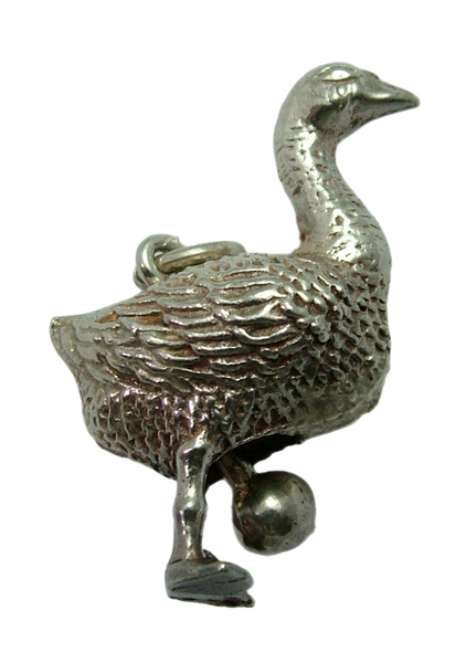 Large Vintage 1960's Articulated Silver Goose Charm That Lays an Egg Silver Charm - Sandy's Vintage Charms