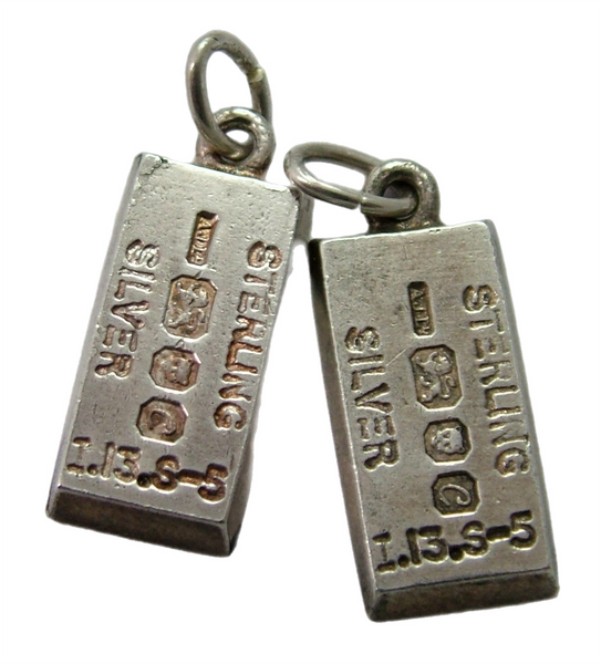 Vintage 1970's Solid Silver CHIM Miniature Bar or Ingot Charm HM 1977 Silver Charm - Sandy's Vintage Charms