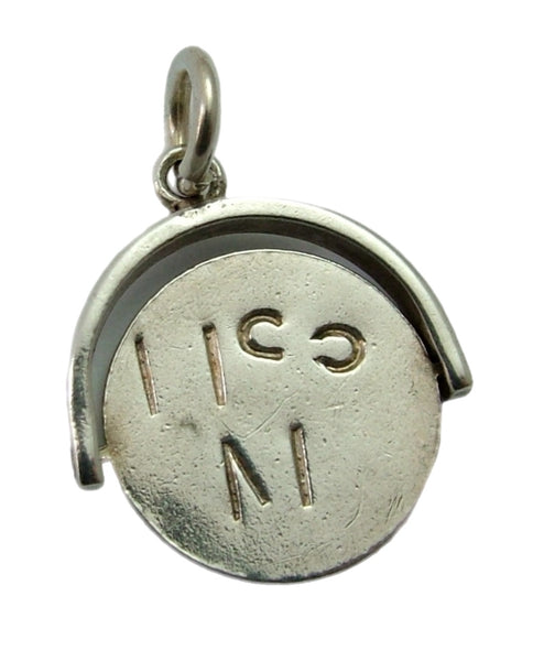 Vintage 1970's Silver “KISS ME” Spinner Charm Silver Charm - Sandy's Vintage Charms