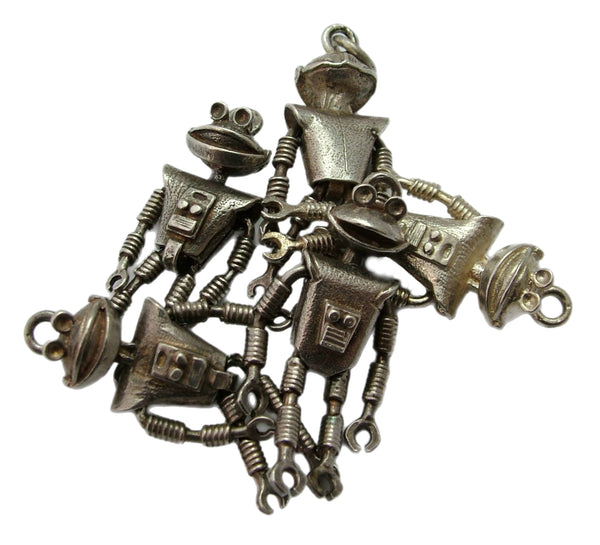 Vintage 1970's Silver Articulated Smash Martian Robot Charm Silver Charm - Sandy's Vintage Charms