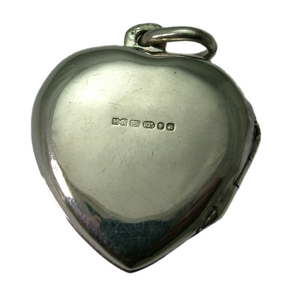 Vintage Silver & Blue Resin Heart Locket Pendant HM 2000 Silver Charm - Sandy's Vintage Charms
