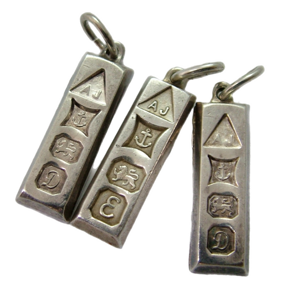 Vintage 1970's Solid Silver Miniature Ingot Charm HM 1978/79 Silver Charm - Sandy's Vintage Charms