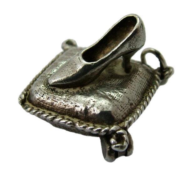 Vintage 1970's Silver Opening Cinderella's Slipper on a Cushion Charm