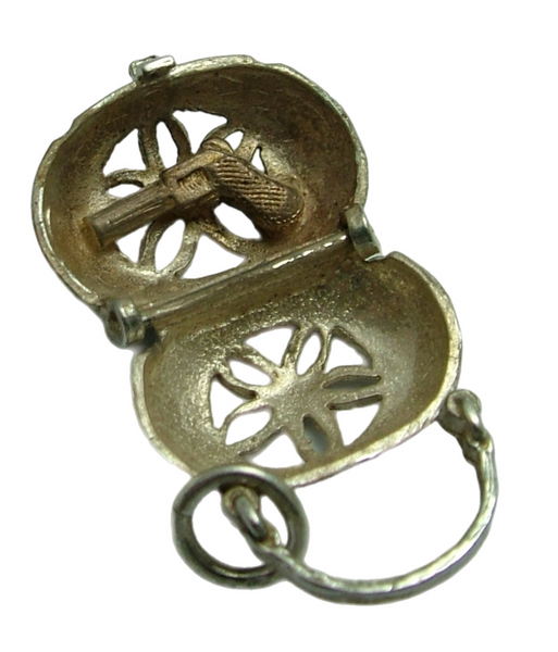Vintage 1970's Silver Opening Handbag Charm Gun Inside Silver Charm - Sandy's Vintage Charms