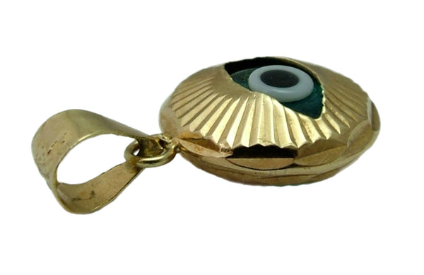 Small Vintage 1990's 14k 14ct Gold & Blue Glass Evil Eye Charm Gold Charm - Sandy's Vintage Charms